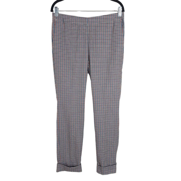 J. Jill Pants - J Jill Womens Pants Blue Red Houndstooth Tapered Leg Trousers High Waist Sz 8 M